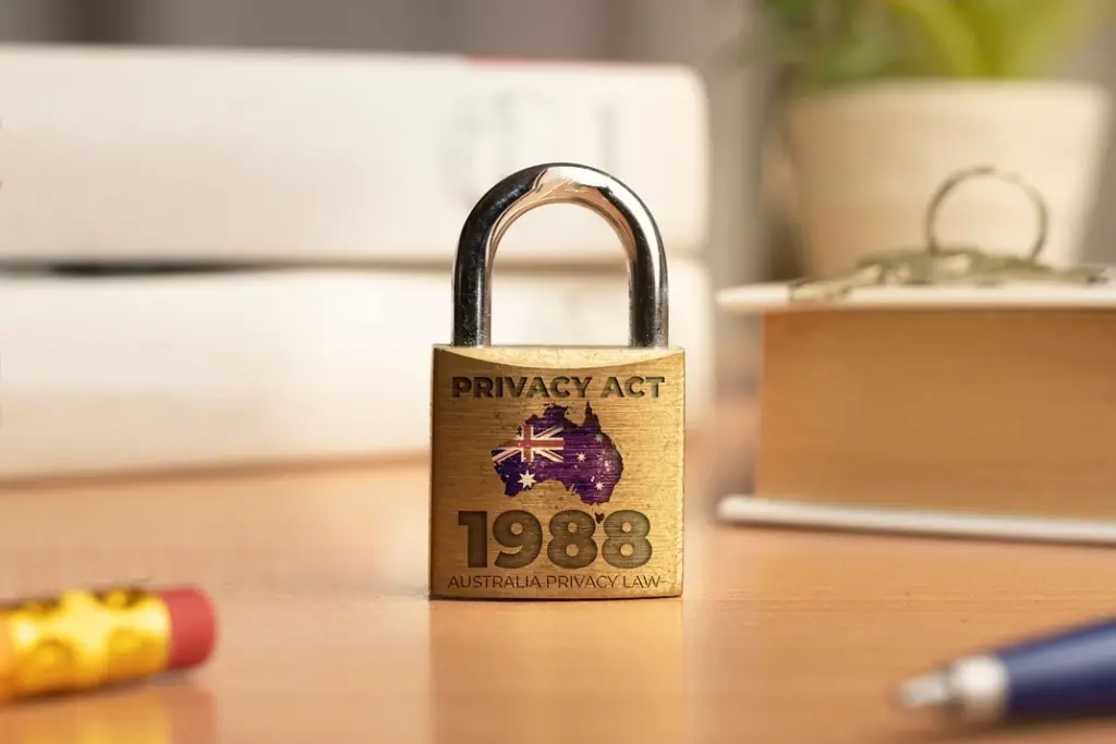 Data Sovereignty in AI: Compliance and Data Protection in Australia 3 Padlock featuring the 'Privacy Act 1988' and a map of Australia on a wooden desk