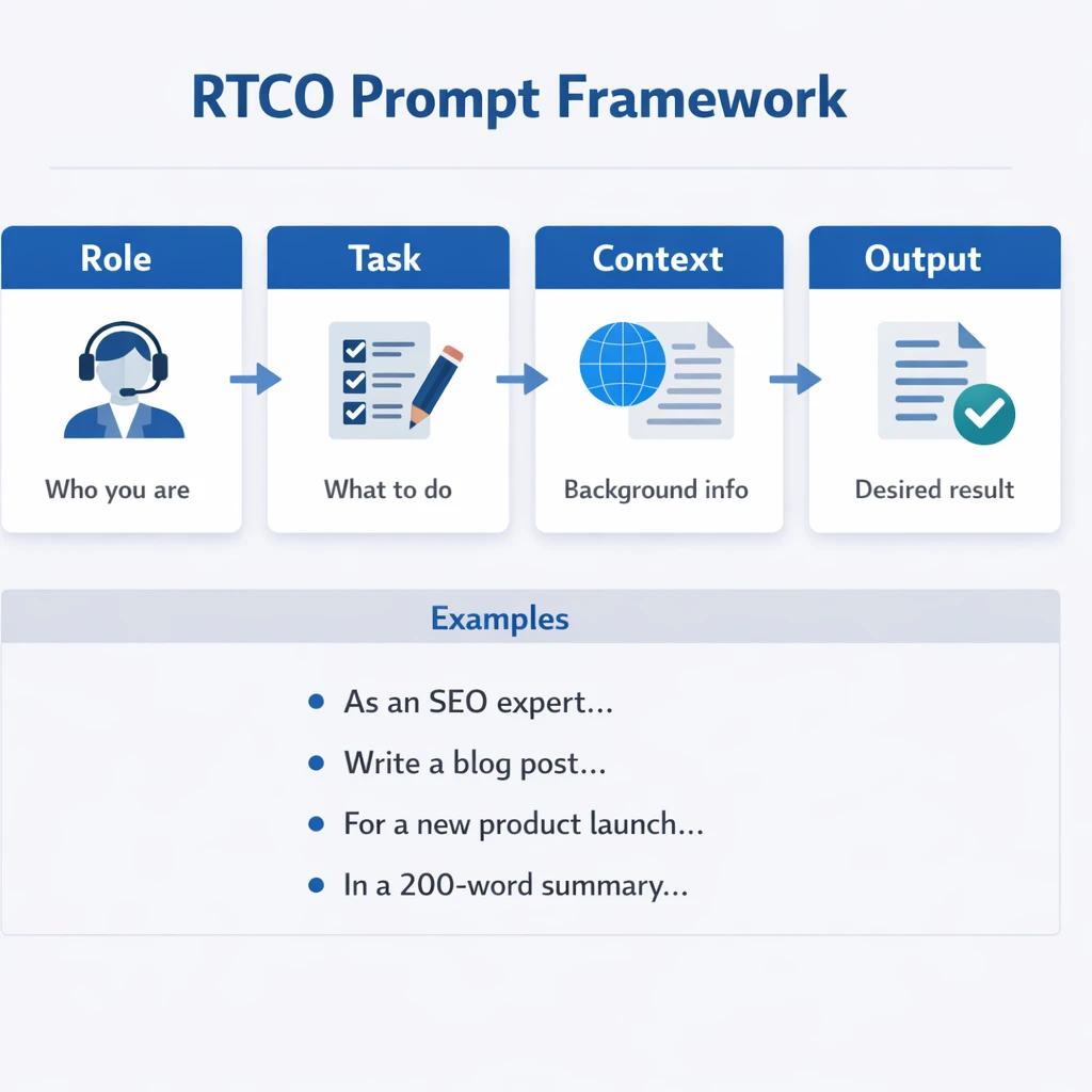 After RTCO and Role–Task–Context–Output(+Examples): Your core prompt skeletons